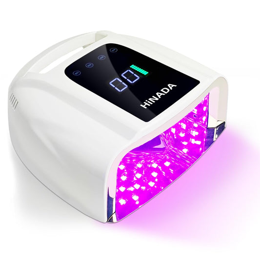 HiNADA Professional 96W Rechargeable UV LED Nail Lamp & Cure Light with Smart Sensor - Cordless Fast Curing Gel Polish Dryer for All Gel Types, 4 Timer Modes Portable for Home Salon Travel