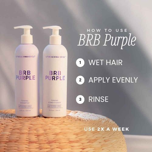 Beachwaver BRB Blonde Purple Shampoo - Full Size (12 Oz) | Anti-Brass Toning Conditioner w/HiX Vegan Bond Multipliers | Moisturizing, Sulfate-Free Formula for Blonde & Grey Hair | Brazilian Berry
