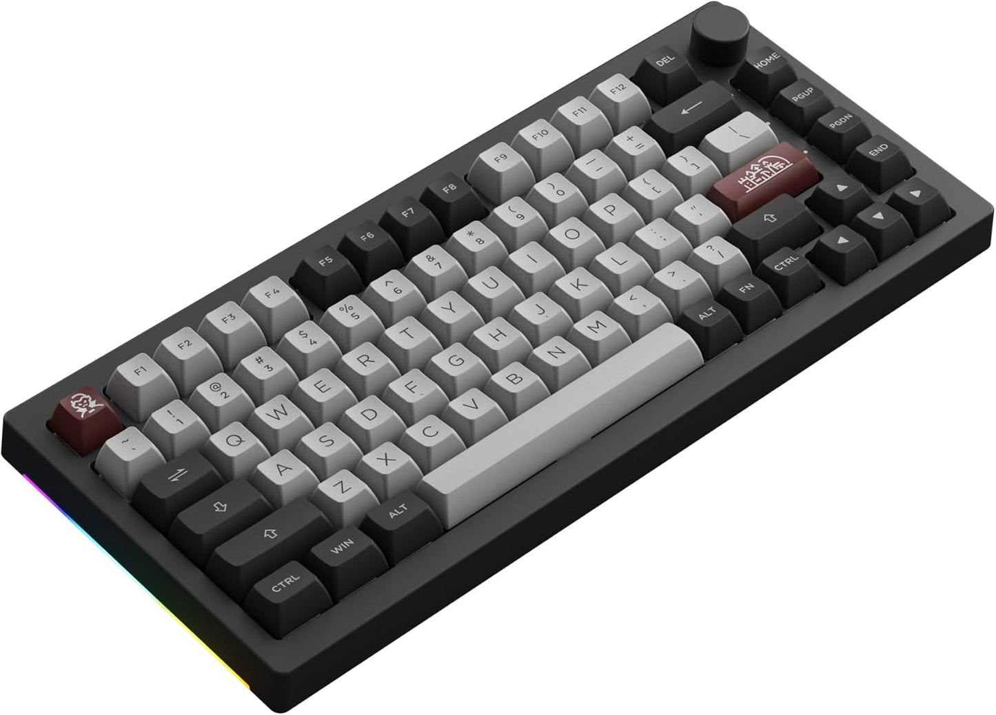 Akko 5075B Plus Mechanical Keyboard 75% Percent RGB Hot-swappable Creamy Keyboard with Knob, Black & Silver Theme with PBT Double Shot ASA Profile Keycaps V3 Creamy Yellow Pro Switch