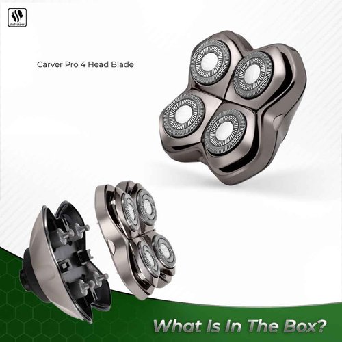 Skull Shaver Pitbull Silver Pro and Carver PRO 4 Head Replacement Blade Bundle