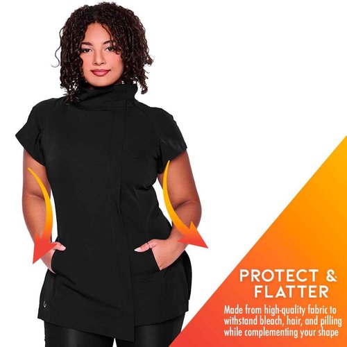 Colortrak Limitless Bleach Proof Work-and-Play Tunic, Hair Repellent, Pill Resistant, Moisture-Wicking 4-Way Stretch Breathable Fabric, Size Small, Black
