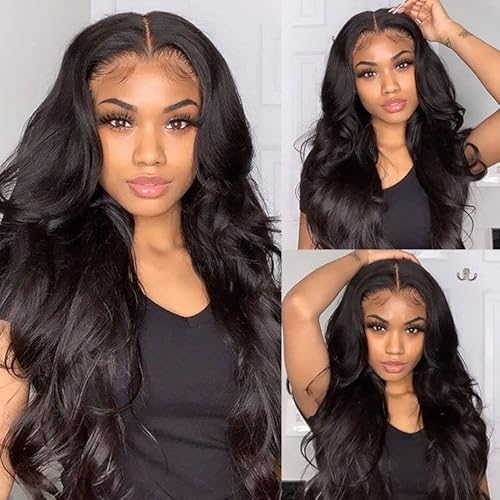22Inch Clip in Hair Extensions Real Human Hair Body Wave 8Pcs Brazilian Human Hair Clip in Extensions with 18Clips Double Lace Weft 120g #1B Natural Black