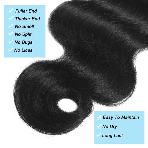 Beautymoon 100% Unprocessed Short Human Hair Bundles Brazilian Body Wave Bundles 14 14 14 Inch Bundles Human Hair Body Wave 16A Natural Black Weave Bundle for Women