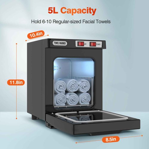 Utenzi Hot Towel Warmer, Spa Towel Cabinet 5L Professional Mini Towel Heater, Towel Warmer for Facials SPA Barbershop Esthetician (Black)