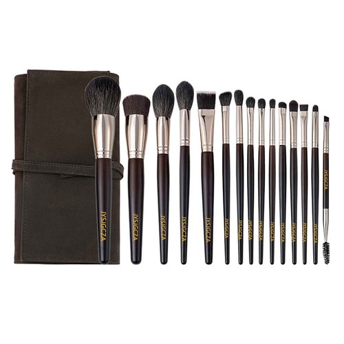 JYSJGCZA Professional makeup brush set with makeup bag. Includes Brushes for Contouring, Highlighting, Eyeshadow, Foundation & More. 15 Pcs Wool makeup brush