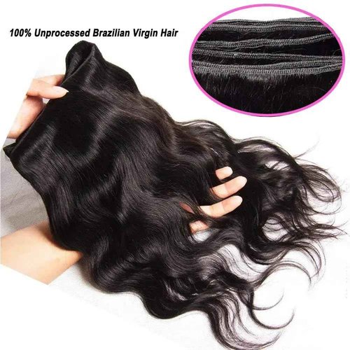 SIIKAP Body Wave Bundles with Closure (18 20 22+16，Free Part) Brazilian Body Wave Unprocessed Virgin human hair 3 bundles with 4x4 Lace Closure Natural Color