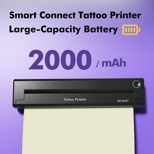 YISUN Tattoo Stencil Printer, Portable Wireless Tattoo Printer, 2000mah Rechargeable Battery with 10 Transfer Papers, Compatible with Android,iOS & Windows