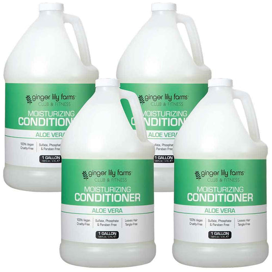 Ginger Lily Farms Club & Fitness Moisturizing Conditioner for Dry Hair, 100% Vegan & Cruelty-Free, Aloe Vera Scent, 1 Gallon Refill (Pack of 4)