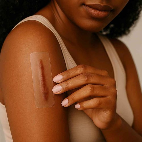 Medical Grade Silicone Scar Sheets - Long Water-Resistant Silicone Scar Tape - Advanced Solution for Surgical Scars, Stretch Marks, and Keloids - 7-Inch Strips, 12-Pack