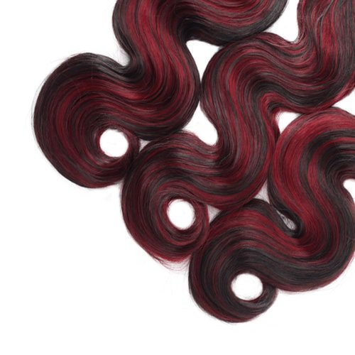 1B99J Burgundy Highlight Human Hair Bundles Body Wave Quick WeaveWet and Wavy Unprocessed Native Virgin Raw Hair Extensions 3 Bundles 20 22 24 Inch Double Weft 2 Tone Mixed for Woman