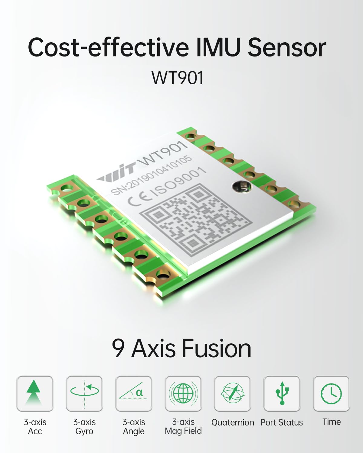 [Arduino Accelerometer Sensor+Inclinometer] WT901 High-Accuracy 3-axis Acceleration+Gyroscope+Tilt Angle +Magnetometer with Kalman Filtering, 9-axis MPU9250 USB 200Hz IMU Raspberry Pi AHRS Module