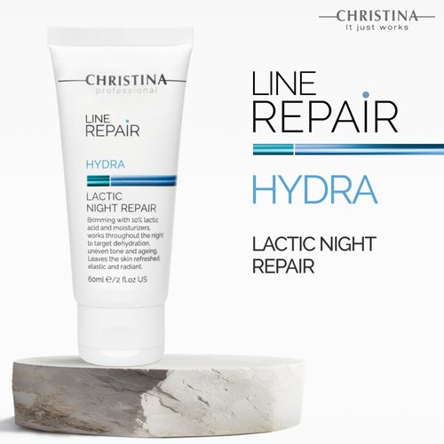 -CHRISTINA- Line Repair Hydra Night Cream with Lactic Acid | Nighttime Bliss for Skin Alignment & Rejuvenation | Elasticity Boosting, Wrinkle Reducing Night Face Cream 60ml