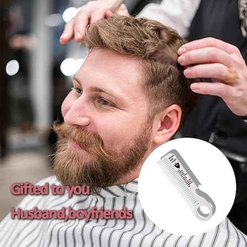 Beard Mustache Comb for Men Dad Grandpa Birthday Gifts for Men Silver Metal Combs Birthday Gifts for Men Him Beard Gifts for Men Boyfriend Husband Funny Christmas Gifts for Men Husband Boyfriend