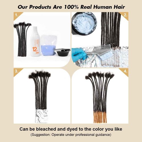Sangtok 18 inch 40 Strands Loc Extensions Human Hair, Real 0.6cm Width Human Hair Dreads Extensions for Man/Women Full Handmade Dreadlocks Can be Dyed(1b)