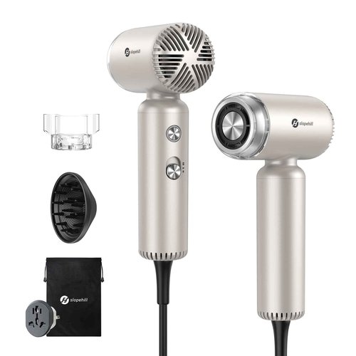 slopehill Travel Dual Voltage Hair Dryer, Ionic Blow Dryer for Women, Compact & Lightweight, High-Speed Fast Drying, Portable Hairdryer, European 110-120V/220-240V