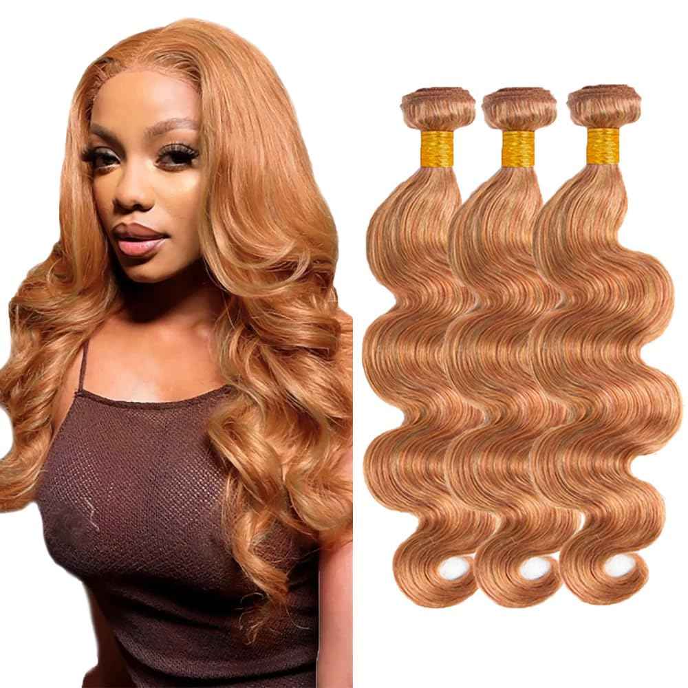 34 34 34 Inch P27/30 Body Wave Bundles 2 Tone Honey Blonde Mixed With Light Brown Bundles 8A Brazilian Virgin Remy Double Weft Color 30 Hair Extensions