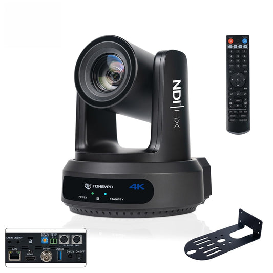 4K NDI PTZ Camera 60FPS, 4KP60 AI Auto-Tracking 20X Optical Zoom Video Conference Camera 1/1.8 UHD CMOS 8.42MP with USB 3G-SDI HDMI LAN Outputs POE Live Streaming for Church Worship Conference Events