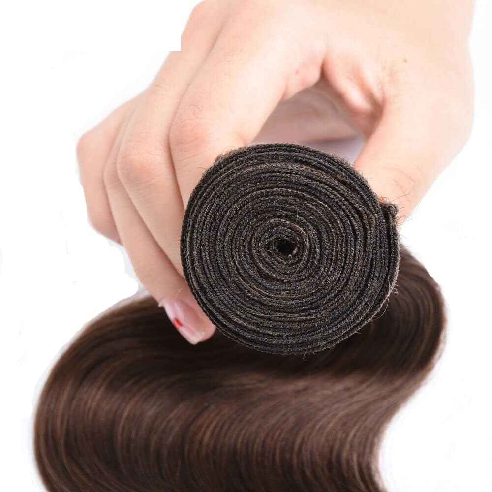 Giginger Brazilian Human Hair Bundles 24 26 28 Inch Chocolate Brown Body Wave Human Hair Bundles Brazilian Unprocessed Virgin Quick Weave Hair for Black Women