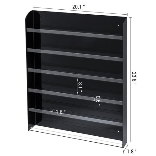 MyGift Black Premium Acrylic Wall Mounted Salon Nail Polish Rack, 6 Tier Display Shelf Storage Organizer - Holds up to 102 Nail Polish Bottles