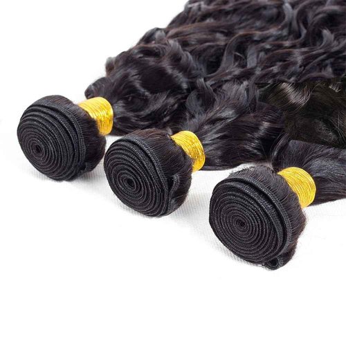 Natural Black Color Wet And Wavy Bundles Human Hair 28 28 28 Inch 8A Grade Peruvian Virgin Hair Same Length 3 Bundles Water Wave Human Hair Bundles Hair Extensions