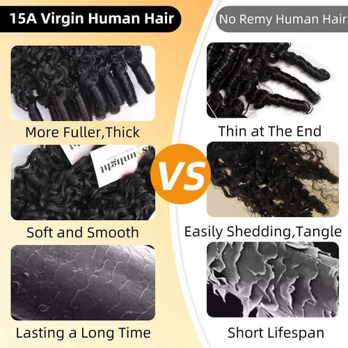 MsSunlight Burmese Curly Bundles Human Hair 18 Inch 100% Unprocessed Quick Weave 15A Water Wave with Spiral Curly End Real Human Hair Extensions Natural Black