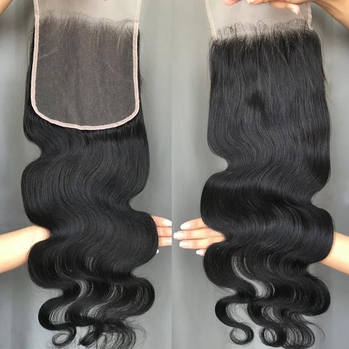 KRN 5x5 HD Lace Closure, 0.12mm Ultra-thin Skinlike Invisible Swiss HD Lace Closure Pre Plucked With Baby Hair Single Knots 12A Grade Brazilian Body Wave Closure Human Hair Free Part 22 Inch