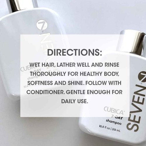 SEVEN Haircare Cubica 7-DAY Shampoo for Women, Men, All Hair Types, Add Shine and Moisture to Hair, Sulfate & Paraben Free, Cruelty Free with Biotin + Green Tea Extract, Made in USA, 32oz