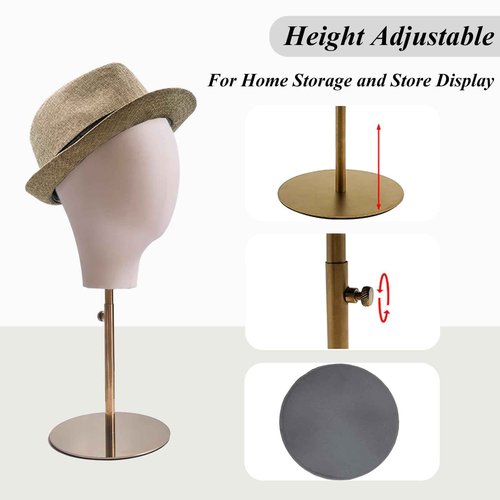 CHADWICK Wig Head Stand with Mannequin Head, 21 Inch Wig Stand, Fabric Head Hat Stand, Manikin Head Block, Wig Holder Head for Wig Styling, Displaying, Making, Retractable Pole, Height 19-24 Inches