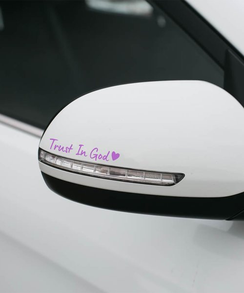 SCUARI 4PCS Car Stickers,Cars Decals,Car Accessories Trust in God Rearview Mirror Sticker,Auto Stickers and Decals,Auto Decals for Women,Trust in God Mirror Decoration,Fits Most Vehicles (Purple)