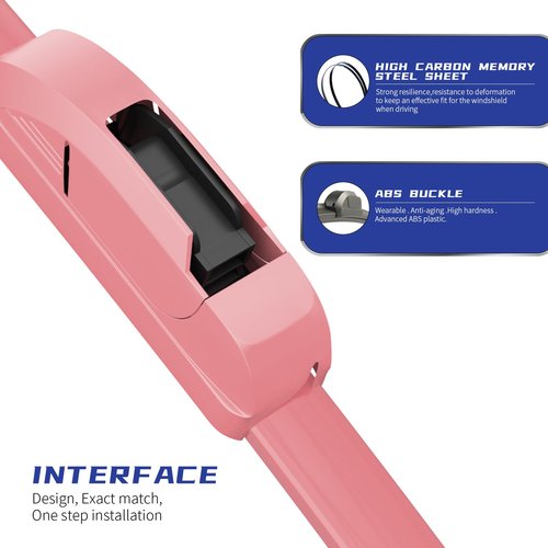 EMITHSUN OEM QUALITY 18" + 18" Premium All-Seasons Durable Stable And Quiet Sakura Pink Windshield Wiper Blades (Set of 2)