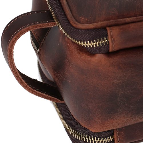 RC ROCKCOW Personalized Leather Toiletry Bag for Men Travel Shaving Dopp Kit-Large Cosmetic Bags Toiletries Bathroom Organizer