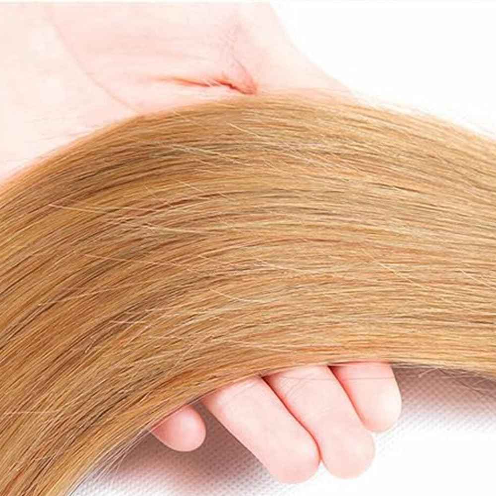 27# Blonde Human Hair Bundles Blonde 28 30 32 Inch Straight Honey Blonde 27 Color Blonde Bundles Human Hair Unprocessed Brazilian Virgin Hair Quick Weave Hair for Black Women