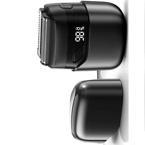 Mbzoey Mini Electric Foil Shaver for Men, IPX7 Waterproof, Cordless, LED Display, USB-C Rechargeable, Obsidian Grey