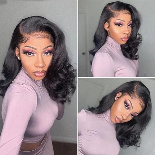 5x5 Glueless Wigs Human Hair Pre Plucked Body Wave Bob Wig Lace Front Human Hair Wigs for Black Women Ready to Wear for Beginners Pre Cut Lace Closure Wigs No Glue 16 Inch