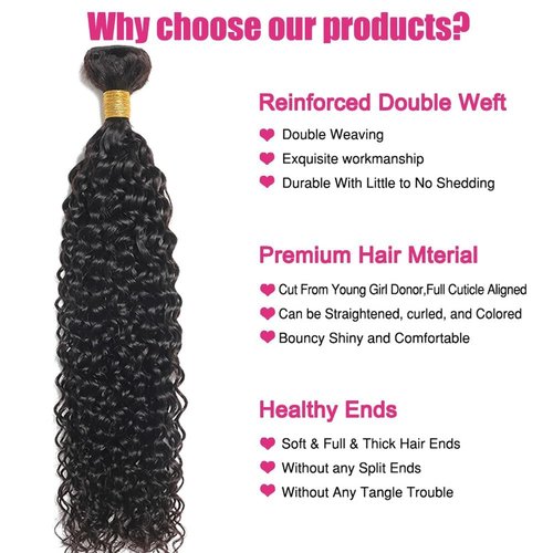 VENGSTI Water Wave Human Hair Bundles Single 32 Inch Brazilian 12A 100% Virgin Double Weft Wet and Wavy Quick Weave for Women, Black Color, 100g