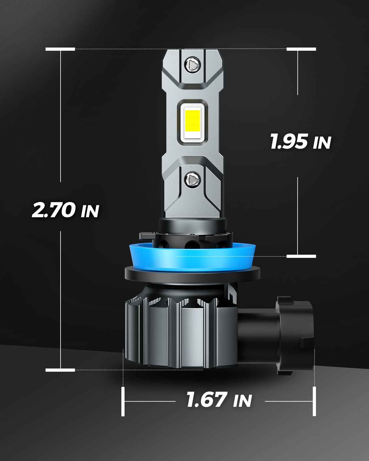 Marsauto M1S H11/H8/H9 Bulbs or H11 Fog, 30000LM Super Bright, Real 1:1 Design H11 Fog Light, No Fan No Noise H9 Bulb, 6000K Cool White H8 Light, 3min Plug and Play, IP68, Pack of 2