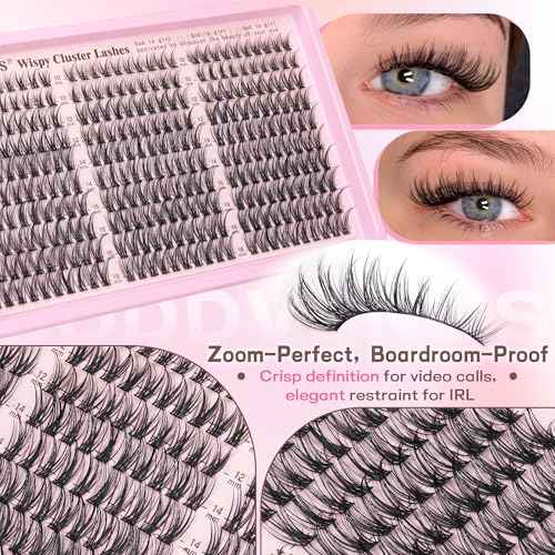 Lash Clusters Kit Wispy Eyelash Clusters Lashes Natural DIY Lash Extension Kit 10-16mm Cluster Eyelash Extensions Kit 300pcs C Curl Individual Lashes Cluster Eyelash (No Tweezers)