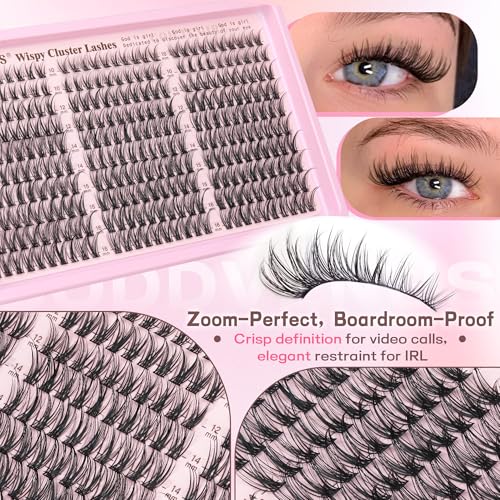 Lash Clusters Kit Wispy Eyelash Clusters Lashes Natural DIY Lash Extension Kit 10-16mm Cluster Eyelash Extensions Kit 300pcs C Curl Individual Lashes Cluster Eyelash (No Tweezers)