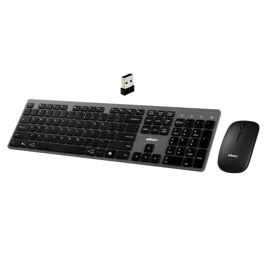 Adesso Wireless Scissor Switch Keyboard and Mouse Combo with Copilot AI Hotkey - Multi-OS Compatible for Mac, Quiet Switches, USB-A 2.4GHz Dongle
