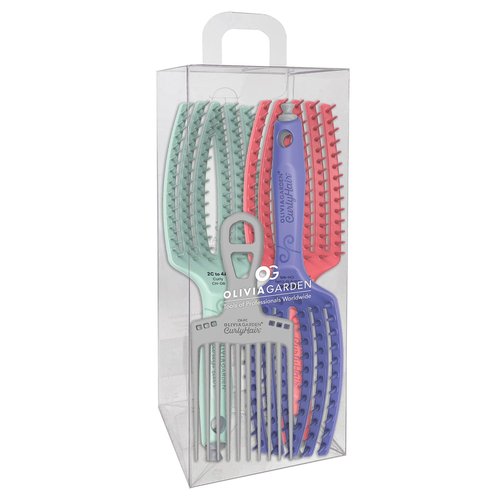 Olivia Garden CurlyHair 4-Piece Box Set (CH-DB, CH-SB, CH-WB, CH-PC) in Recycled PET Box