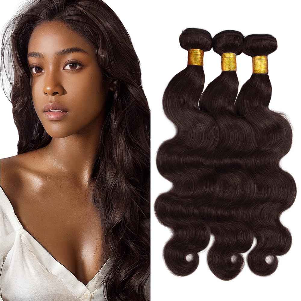 30 32 34 Inch Color 4 Bundles Dark Brown Human Hair Body Wave Bundles Chocolate Brown Human Hair Unprocessed Brazilian Virgin Double Weft Weave Extensions Hair For Black Wome