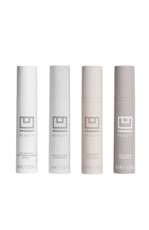 U Beauty Trial Index Set Volume 2 - Trial Size Skin Care Set with a Gentle Cleanser, Resurfacing Hyaluronic Acid Serum, Daily Face Hydrator, and Night Cream Moisturizer - 4-Piece Kit, 0.33 fl oz