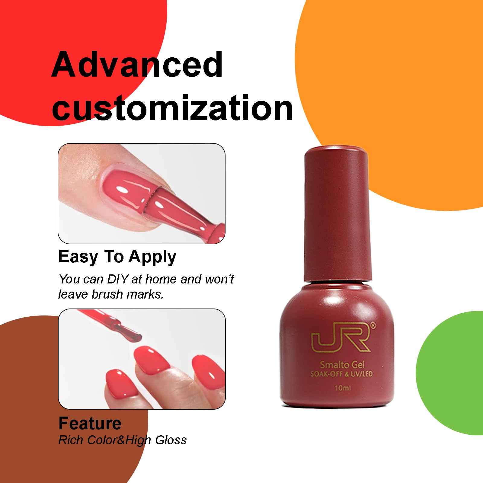 JR 35pcs 10ml Gel Nail Polish Dark series Yellow Green Black Red Nude Brown Gel Polish Set Base Top Matte Coat For Professional Nail Salon Gifts for Women C Set