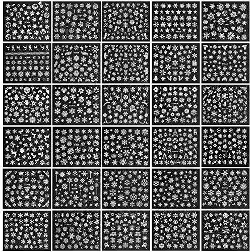 30 Sheets Christmas Snowflake Nail Stickers, Winter Snowflakes Christmas Nail Decals 3D Self Adhesive Nail Art Stickers Xmas Nail Designs White Snowflake Stickers for Nails Decor Women Nail Supplies