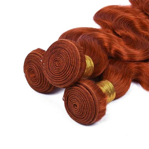 Biliisyff Ginger Bundles Color 350 Body Wave Human Hair 8A Grade Color 350 Orange 16 18 20 Inch Brazilian Grade 8A Virgin Hair Extensions Orange Body Wave Bundle