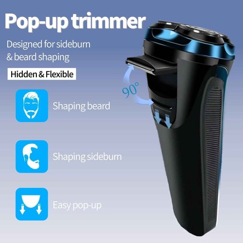 Snapbuy Electric Razor for Men, Snapbuy Electric Razor Pro, Ipx7 Waterproof Cordless Shaver with 90-Min Runtime, 4D Floating Head Rotary Shaver, Fast Charging (Black)