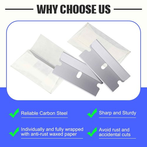 Lasnten 1500 Pcs Single Edge Razor Blades, Industrial Scraper Razor Blades Safety Straight Edge Replacement Box Cutter Blade for Glass Paint Scraper, Removing Labels, Decals, Stickers