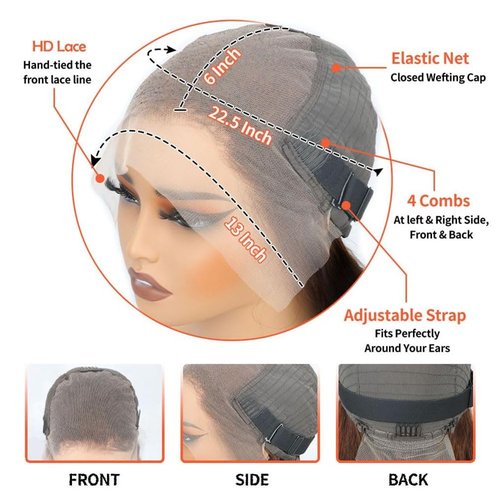 20 Inch Chocolate Brown Lace Front Wigs Human Hair Pre Bleached 200% Density 13x6 HD Straight Lace Front Wigs Pre Plucked with baby Hair