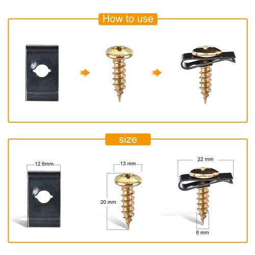 GOOACC 170Pcs Car U-Clip and Screw Assortment Kit 9 Different Sizes Automotive U Nut and Screw Clip Replacement Parts for Dash Door Panel Interior
