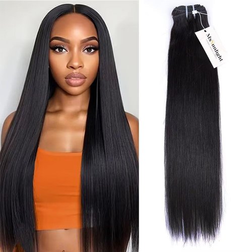 15A RAW Virgin Human Hair Bundle 100% Unprocessed Brazilian Straight Human Hair Extensions Weave Bundles NO.1 Quality One Direction Cuticles Raw Hair Extension Can Be Dyed Bleached Thick Ends 24 Inch